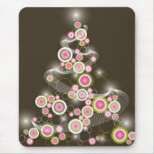Pink Retro Circles Chic Sparkling Weihnachtsbaum Mousepad (Vorne)