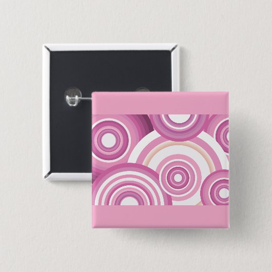 Pink Retro Circles Pattern Button (Vorne & Hinten)