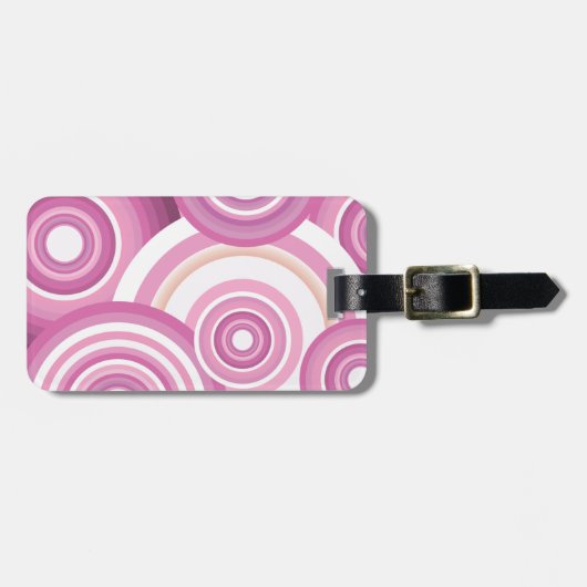 Pink Retro Circles Pattern Gepäckanhänger (Vorderseite horizontal)