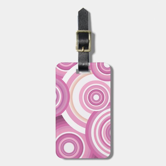 Pink Retro Circles Pattern Gepäckanhänger (Vorderseite vertikal)
