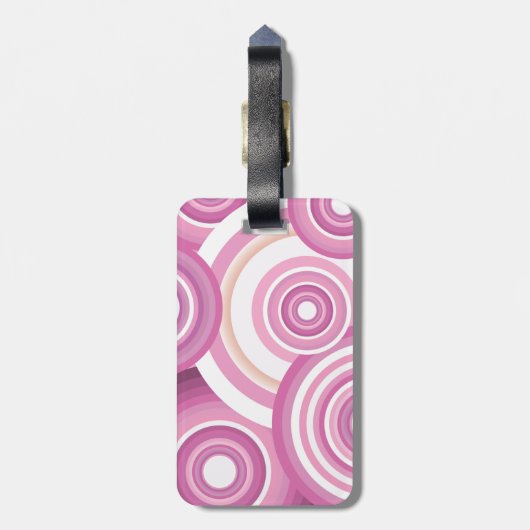 Pink Retro Circles Pattern Gepäckanhänger (Rückseite vertikal)