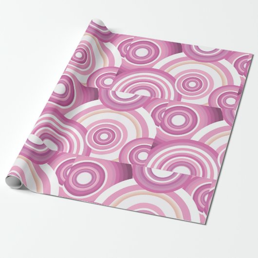 Pink Retro Circles Pattern Geschenkpapier (Ungerollt)