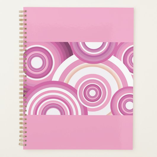 Pink Retro Circles Pattern Planer (Vorderseite)