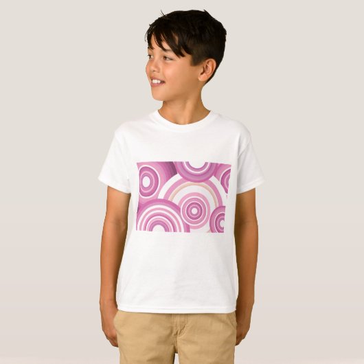 Pink Retro Circles Pattern T-Shirt (Vorne ganz)