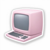 Pink Retro Computer Emoji Aufkleber (Vorderseite)