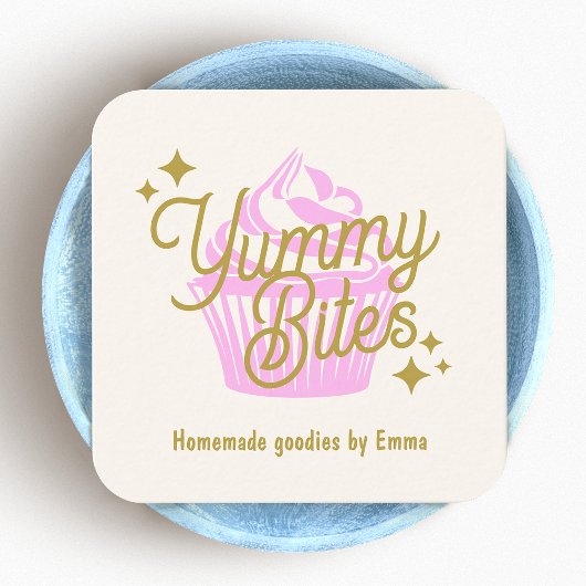 Pink Retro Cupcake Baker Quadratische Visitenkarte