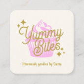 Pink Retro Cupcake Baker Quadratische Visitenkarte (Vorderseite)