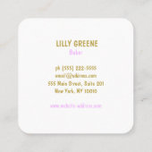 Pink Retro Cupcake Baker Quadratische Visitenkarte (Rückseite)