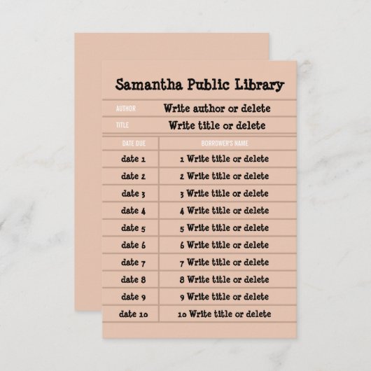 Pink Retro Custom Notebook Line Library Dankeskarte (Vorne/Hinten)