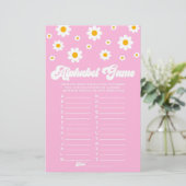Pink Retro Daisy Alphabet Baby Showspiel Briefpapier (Stehend Vorderseite)