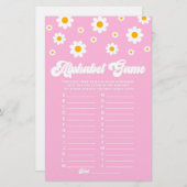 Pink Retro Daisy Alphabet Baby Showspiel Briefpapier (Vorne/Hinten)