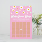 Pink Retro Daisy Bingo Baby Showspiel Briefpapier (Stehend Vorderseite)