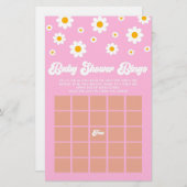 Pink Retro Daisy Bingo Baby Showspiel Briefpapier (Vorne/Hinten)