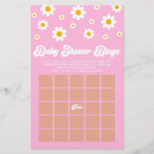 Pink Retro Daisy Bingo Baby Showspiel Briefpapier (Vorderseite)