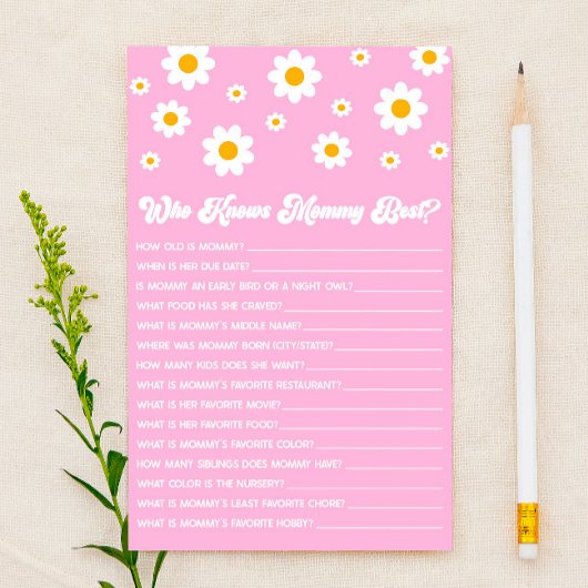 Pink Retro Daisy, der Mommy Baby Shower Game kennt Briefpapier