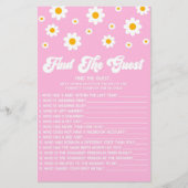 Pink Retro Daisy Finden Sie das Baby Duschspiel Briefpapier (Vorderseite)