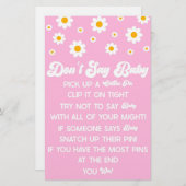 Pink Retro Daisy Say Baby Shower Game Briefpapier (Vorne/Hinten)