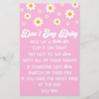 Pink Retro Daisy Say Baby Shower Game