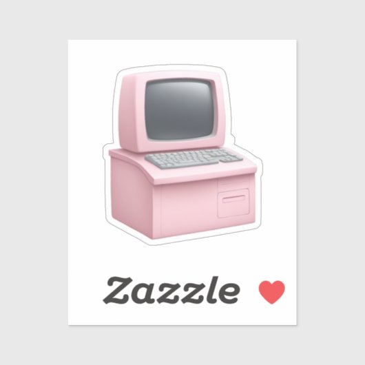 Pink Retro Desktop Computer Emoji Aufkleber (Blatt)