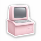 Pink Retro Desktop Computer Emoji Aufkleber (Vorderseite)