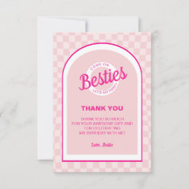 Pink Retro Doll Lasse Geburtstag Go Party Dankeskarte