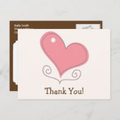 Pink Retro Doodle Herzlichen Dank Postkarte (Vorne/Hinten)