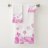 Pink Retro Floral Bloom Badhandtuch Set (Insitu)