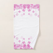 Pink Retro Floral Bloom Badhandtuch Set (Handtuch)