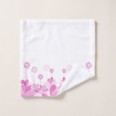 Pink Retro Floral Bloom Badhandtuch Set (Waschlappen)