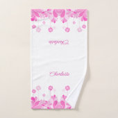 Pink Retro Floral Bloom Bath Towel Set (Handtuch)