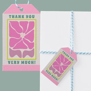 Pink Retro Floral Vielen Dank, dass Sie Tags gesch Geschenkanhänger