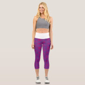 Pink retro geometric pattern capri leggings (Vorderseite)