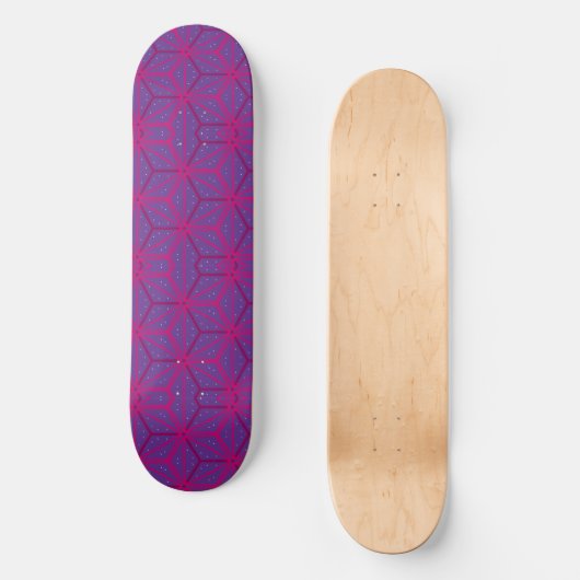 Pink retro geometric pattern  skateboard (Vorderseite)