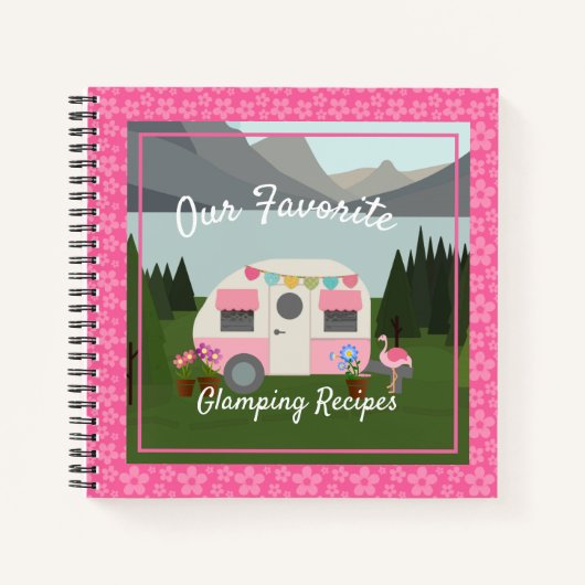 Pink Retro Glamper Notebook Notizblock (Vorderseite)