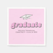 Pink Retro Graduation Party Custom Cocktail Serviette (Vorderseite)