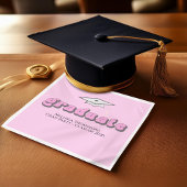 Pink Retro Graduation Party Custom Luncheon Serviette