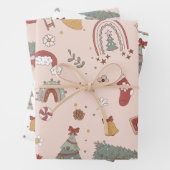 Pink Retro Groovy Car Weihnachtsbaum Geschenkpapier Set (Beispiel)