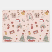Pink Retro Groovy Car Weihnachtsbaum Geschenkpapier Set (Vorderseite)