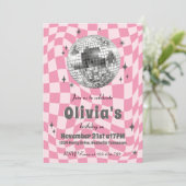 Pink Retro Groovy Coquette Disco Ball Birthday Einladung (Stehend Vorderseite)