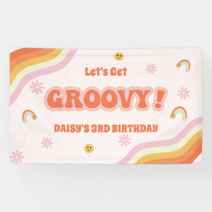 Pink Retro Groovy Hippie Geburtstag Banner