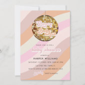 Pink Retro Groovy Kinderdusche Einladung (Vorderseite)