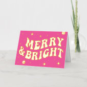 Pink Retro Groovy Merry & Bright Christmas (Vorderseite)