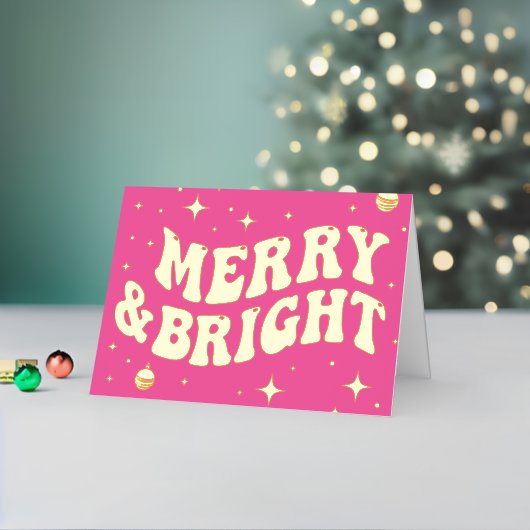 Pink Retro Groovy Merry & Bright Christmas (Feiertag In Situ 2)