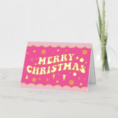 Pink Retro Groovy Merry Christmas (Vorderseite)