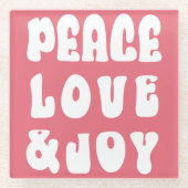 Pink Retro Groovy Peace Liebe Joliday Glasuntersetzer (Vorderseite)
