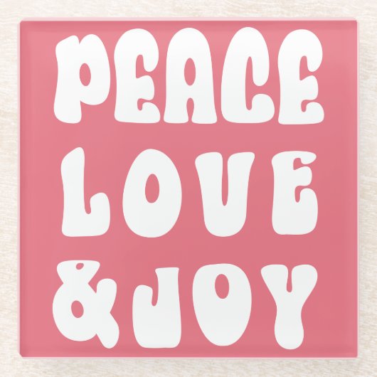 Pink Retro Groovy Peace Liebe Joliday Glasuntersetzer (Vorderseite)