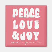 Pink Retro Groovy Peace Liebe Joliday Magnet (Vorne)