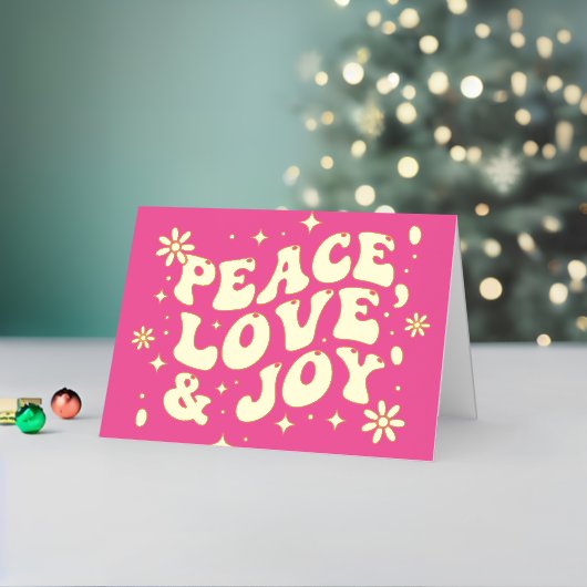 Pink Retro Groovy Peace Love Joy Christmas (Feiertag In Situ 2)