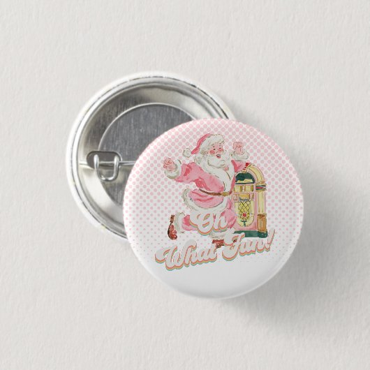 Pink Retro Groovy Santa Claus-Oh Was Spaß Party Button (Vorne & Hinten)
