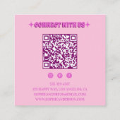 Pink Retro Groovy Wavy Checkered with QR Code      Quadratische Visitenkarte (Rückseite)